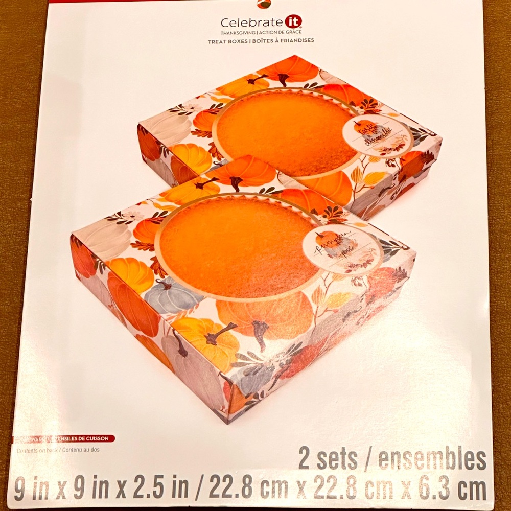 Baking Pie Cookies Treat Gift Boxes Fall Thanksgiving, 2 pc 9” x 9” x 2.5”